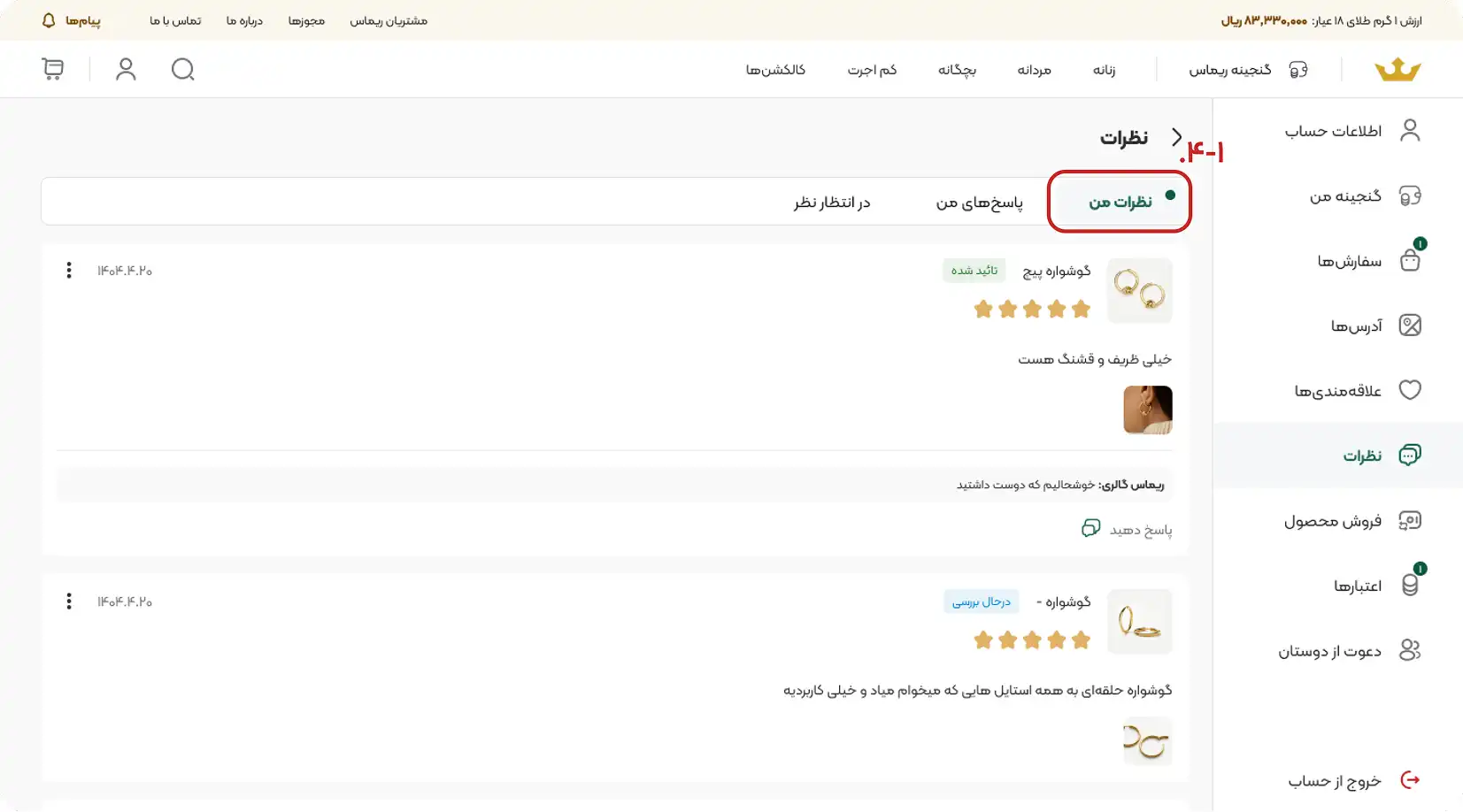 آموزش مدیریت نظرات در ریماس گالری